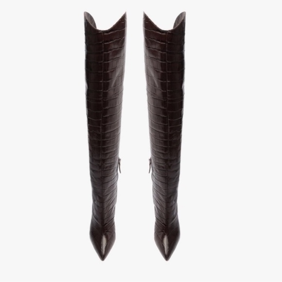 Schutz Maryana Over The Knee Leather Boot Dark Chocolate - Picture 4 of 10